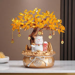 Lucky Cat with Feng Shui Tree