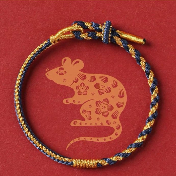 Blessed Lucky Buddha Feng Shui String Bracelet Navy Blue