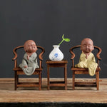 Little Zen Monks With Table & Chairs