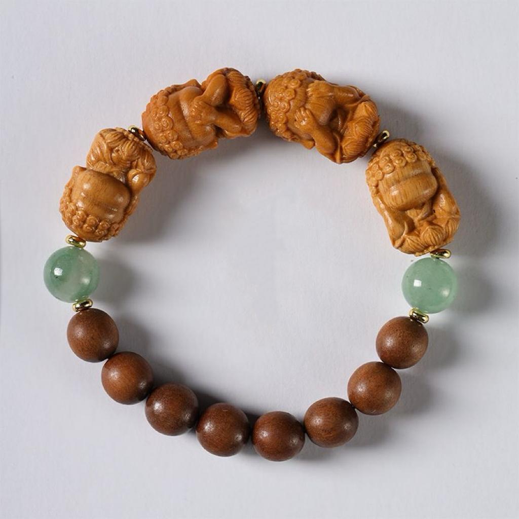 Four Wise Buddhas Wooden Bead Bracelet