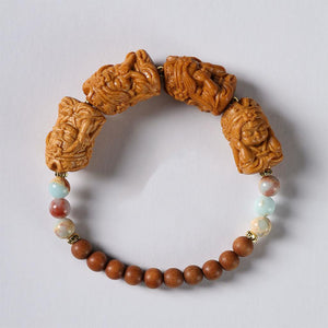 Four Wise Buddhas Wooden Bead Bracelet