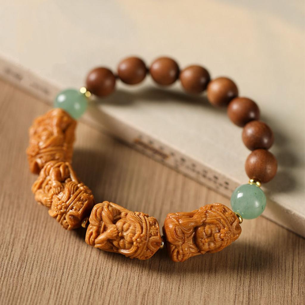 Four Wise Buddhas Wooden Bead Bracelet