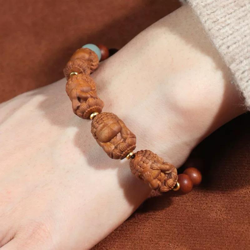 Four Wise Buddhas Wooden Bead Bracelet