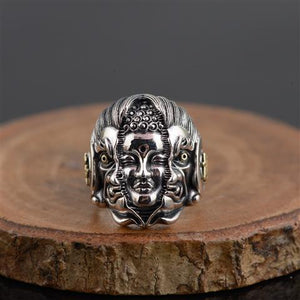 Buddha & Mara Silver Ring