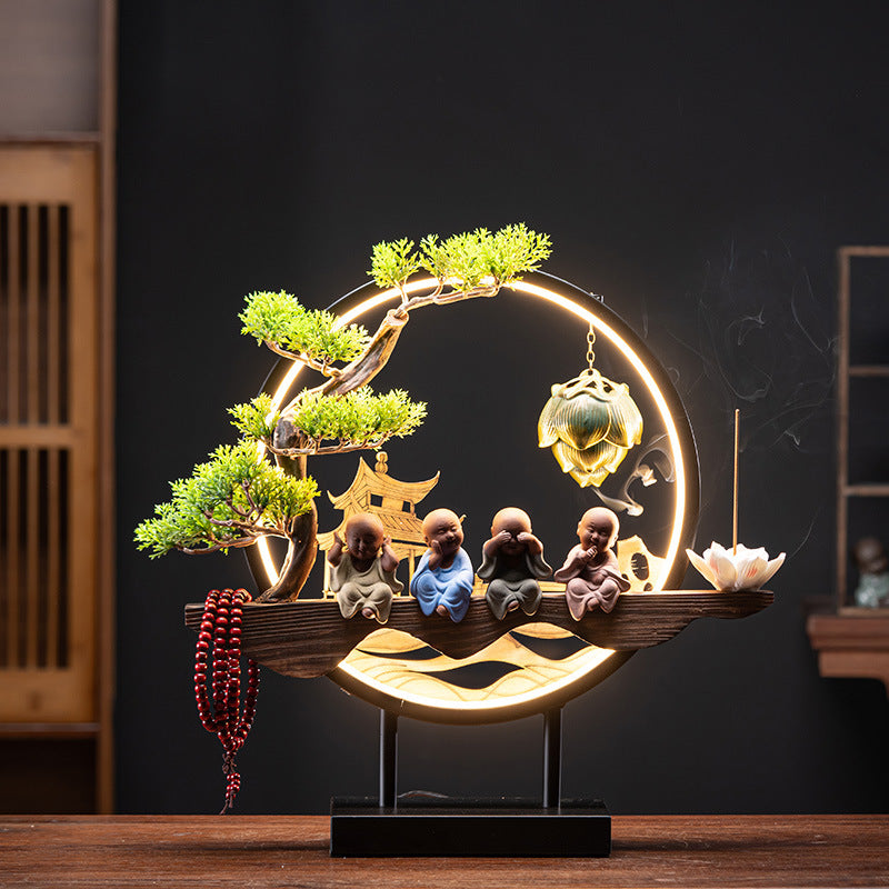 Four Wise Little Monks With LED Decoration