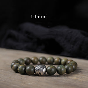 Spiritual Green Wooden Bead Bracelet