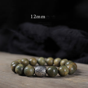 Spiritual Green Wooden Bead Bracelet