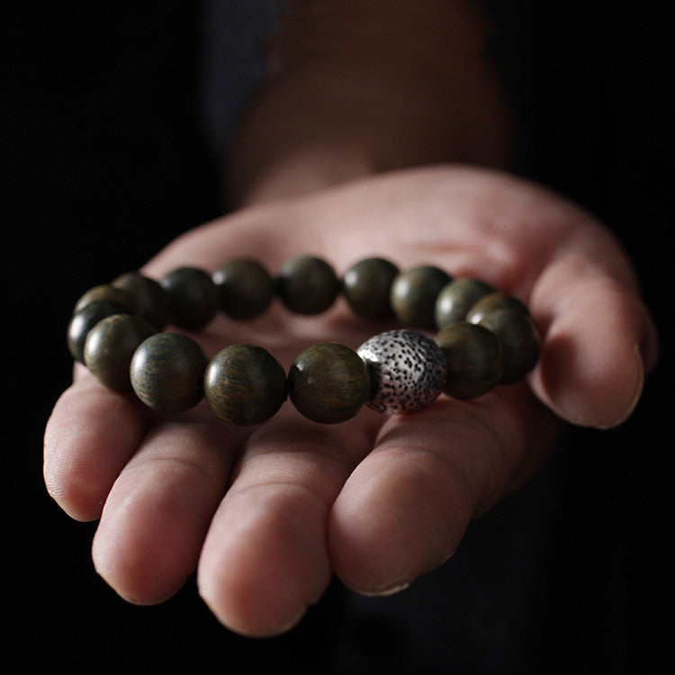 Spiritual Green Wooden Bead Bracelet