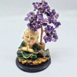 Feng Shui Laughing Happy Buddha Figurine – Unakite Crystal Stone Carving (1.5 Inch)